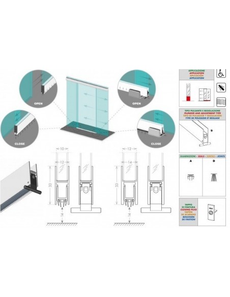 Air-stop GLASS BOTTOM SLIDE for glass doors Air-stop GLASS BOTTOM SLIDE for glass doors
