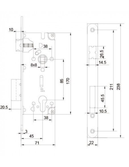 Lock for internal door Lock for internal door