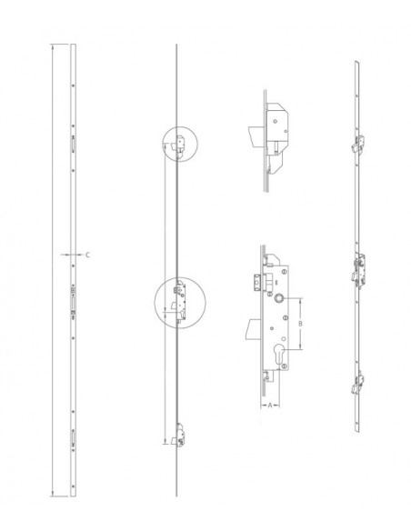 Domus falling latch security lock 3 Point 30 mm, Ball Domus falling latch security lock 3 Point 30 mm, Ball