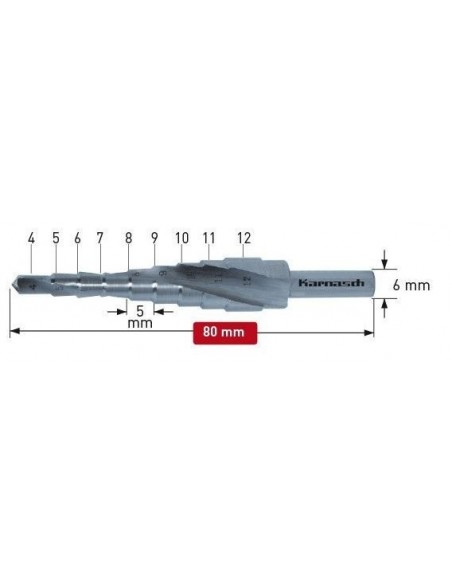 Φρέζες διαβάθμισης 4-12mm Karnasch Γερμανίας HSS-XE(κοβαλτίου) Φρέζες διαβάθμισης 4-12mm Karnasch Γερμανίας HSS-XE(κοβαλτίου)