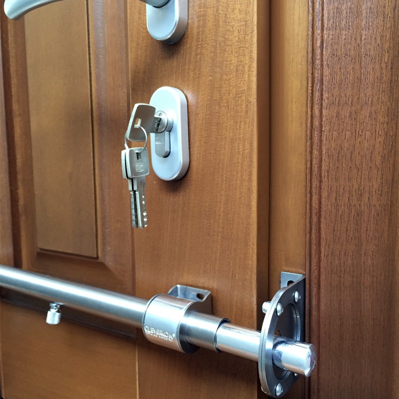 adjustable safety bar for entry doors of all types cleverlok