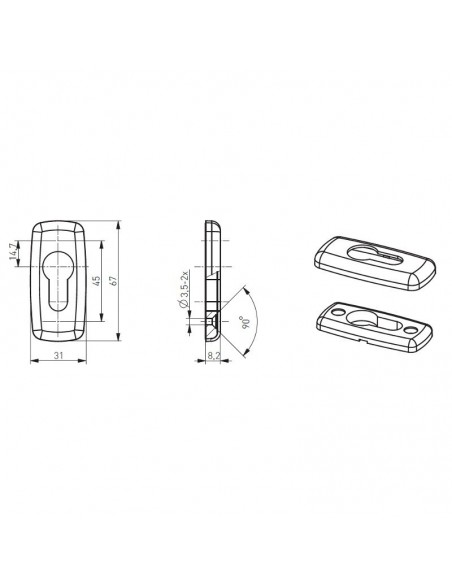 Double handle aluminum handle with rosette for door Double handle aluminum handle with rosette for door
