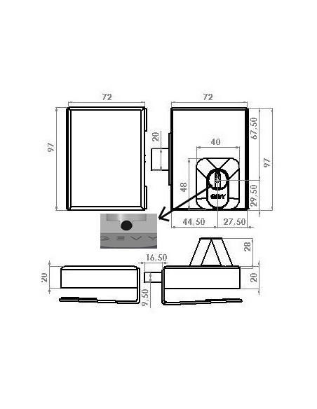 Κλειδαριά κρυστάλλου Τζαμόπορτας με κύλινδρο ασφαλείας Πρόσθετη Κλειδαριά κρυστάλλου Τζαμόπορτας με κύλινδρο ασφαλείας Πρόσθετη