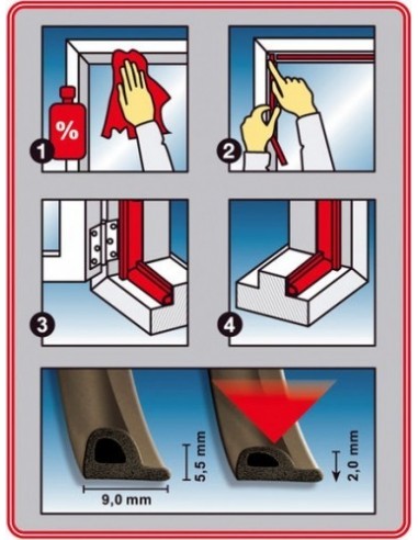 Αυτοκόλλητο λάστιχο μονώσεως για πόρτες και παραθύρα