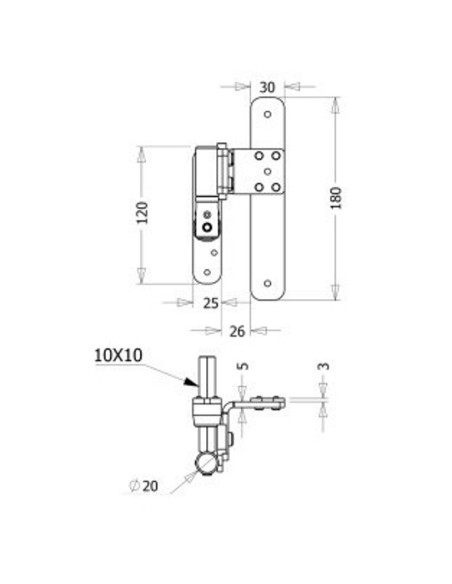 Stainless steel straight hinge 178S