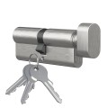 Door cylinder with 3 keys and handle (Nickel, Mat)
